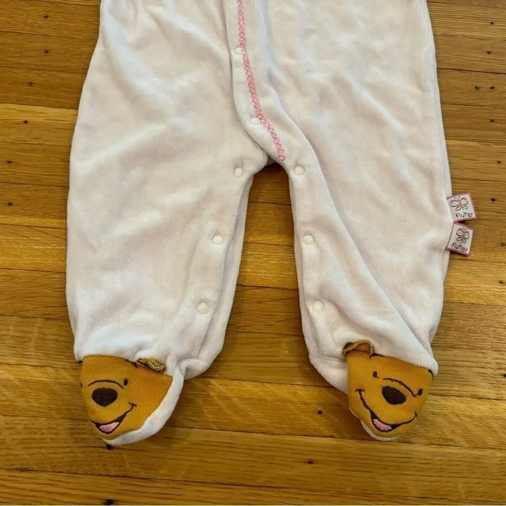 Winnie the Pooh Disney Light pink velour footed onesie